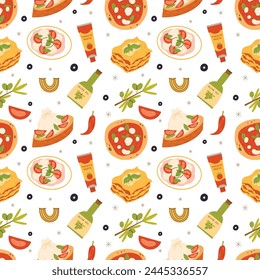 Italian dishes seamless pattern design