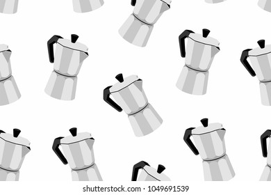 Italian espresso machine seamless pattern. isolated on white background