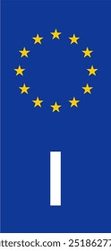 Italian Euroband with National Symbol: Blue Background Representing European Union and Italian Identity for Vehicle Registration.