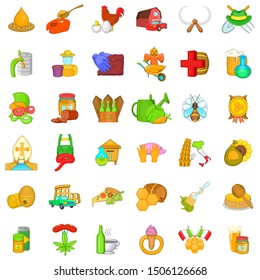 Italian farm icons set. Cartoon set of 36 italian farm vector icons for web isolated on white background