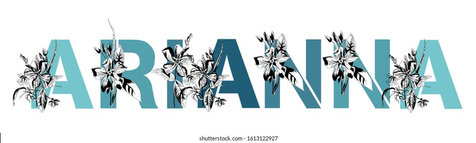 italian-female-name-arianna-flower-font-stock-vector-royalty-free