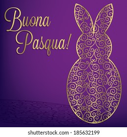 Italian filigree bunny 'Happy Easter' card in vector format