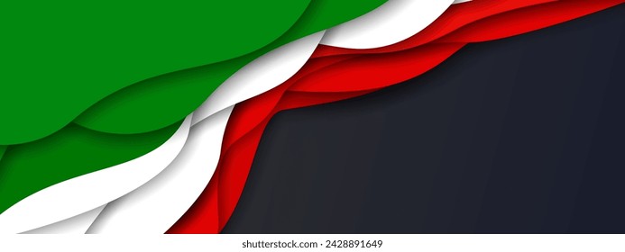 Italiano Fondo de la bandera, banner, fondo de pantalla para el texto. Italia plantilla patriótica verde blanco rojo campo	