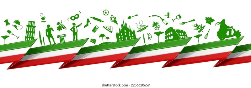 italian flag  background with silhouette symbol. vector illustrator