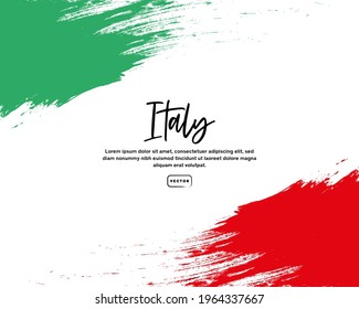 Italian Flag With Brush Stroke Effect And Text