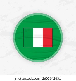 Italian Flag in a Circular Emblem Design, Abstract Round Sticker Illustration. This high-quality vector graphic is perfect for use in patriotic designs, international events, sport competitions.