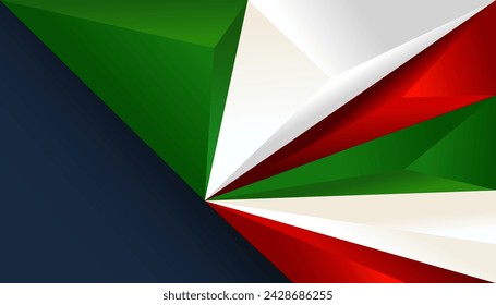 italian flag colors digital art, minimalism, low poly, 3D wallpaper, background banner, for text.  patriotic template Green, white, red color Italy web.