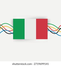 Bandera italiana con una combinación de líneas onduladas abstractas