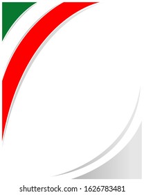 Italian flag corner frame background with empty space for your text. Letterhead blank design template.	
