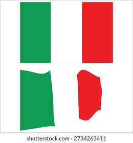 Italian flag depicted in both flat and gently waving styles.