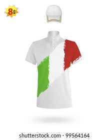 Italian flag design template of two-color polo shirts.