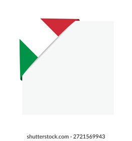 Italian Flag Folded Corner Ribbon on Transparent Background. Flag of Italy.