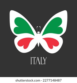 Italian flag in the form of a butterfly. Symbolic icon in flat style.