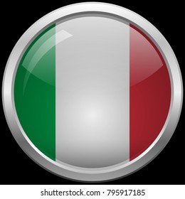 Italian flag glass button vector illustration