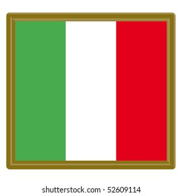 Italian flag with gold frame