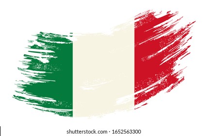 Fondo de brocha morena de la bandera italiana. Ilustración vectorial.