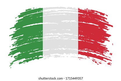 Bandera italiana en trazo de brocha gruesa, imagen vectorial