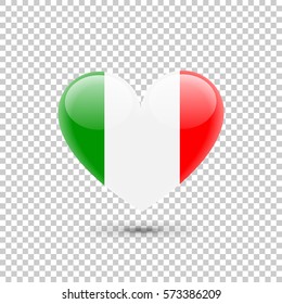 Icono del corazón de la bandera italiana en fondo transparente. Ilustración del vector