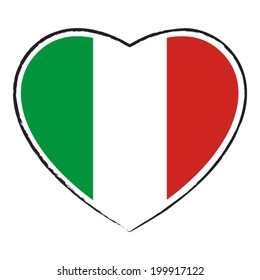 Italian flag in heart shape. Vector illustration.