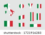 Italian Flag Icon Different Shapes Italy Map Vector Set
