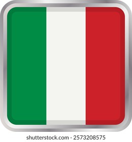 Italian flag icon in a rectangular shape with rounded corners. Vector icon on a transparent background