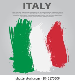 Italian flag. Flag of Italy, brush stroke background. Italian Republic Holiday. National flag of Italy