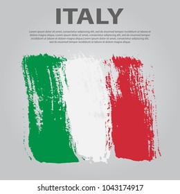 Italian flag. Flag of Italy, brush stroke background. Italian Republic Holiday. National flag of Italy