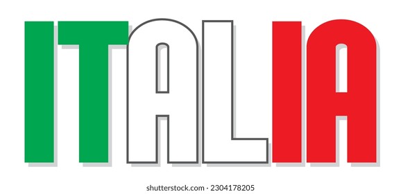 Italian Flag Lettering Reflection. Vector illustration isolated, eps