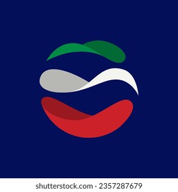 Italian flag logo in the form of a globe and sphere isolated on a dark background