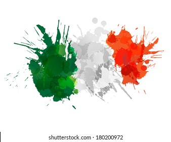 Italian  flag made of colorful splashes