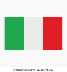 Italian flag on a white background with a slight shadow.