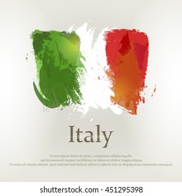 Italian flag painted abstract colorful brush strokes - vector illustration