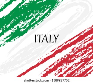 Italian flag painted with a brush stroke. Vector concept for Italian Republic Holiday