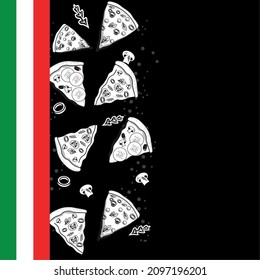 italian flag and pizzas poster