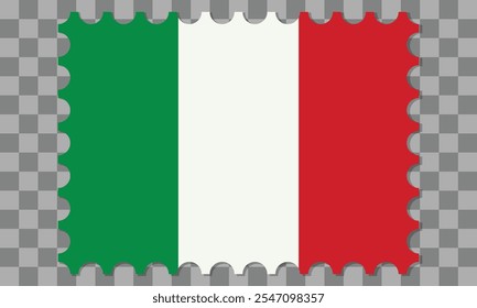 Italian flag postage stamp icon with shadow underneath