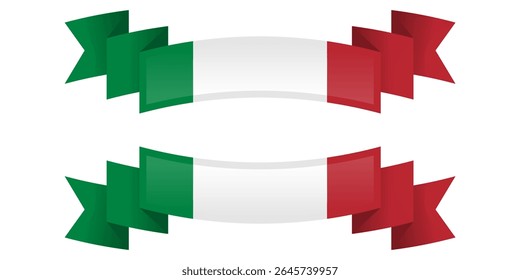 Italian flag ribbon with banner, background, poster, card, template, layout. Italy patriotic National holiday promo