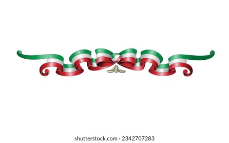 Italian flag ribbon illustrated with the argentine style drawing of Fileteado Porteño technic