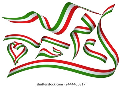 Italian flag ribbon set red green white