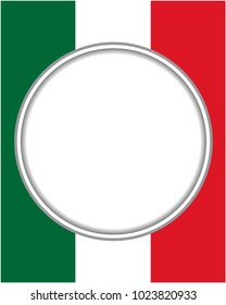 Italian  flag round frame with empty space for text.