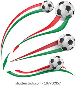 italian flag set with soccer ball