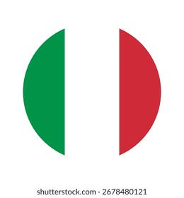 Italian Flag in the shape of circle, flat vector illustration.