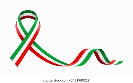 Italian flag stripe ribbon wavy background layout. Vector illustration.