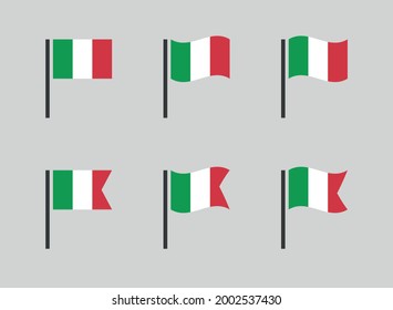 italian flag symbols set, Italy national flag icons