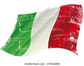 Drapeau italien avec une texture au vent