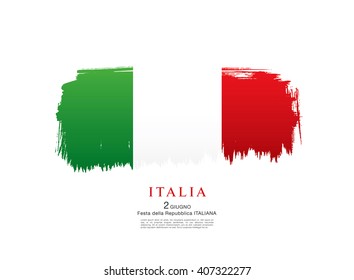 Italian flag. Italian translation of the inscription: Italy. Second of June. Italian Republic Holiday