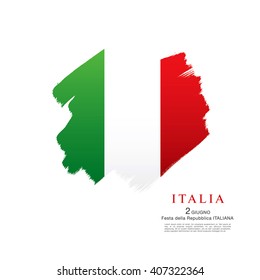 Italian flag. Italian translation of the inscription: Italy. Second of June. Italian Republic Holiday