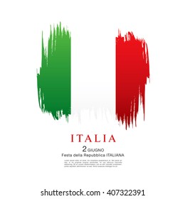 Italian flag. Italian translation of the inscription: Italy. Second of June. Italian Republic Holiday