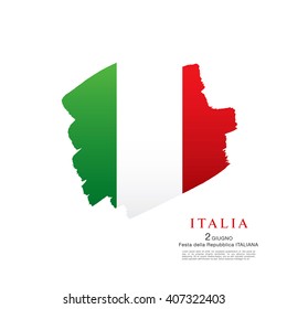 Italian flag. Italian translation of the inscription: Italy. Second of June. Italian Republic Holiday