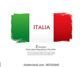 Italian flag. Italian translation of the inscription: Italy. Second of June. Italian Republic Holiday