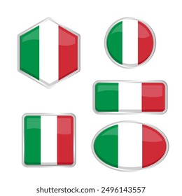 Italian flag with various shapes vector eps for design element, decoration, banner, emblem, promotion, event, holiday, social media post, icon, poster, etc. Editable and scalable.